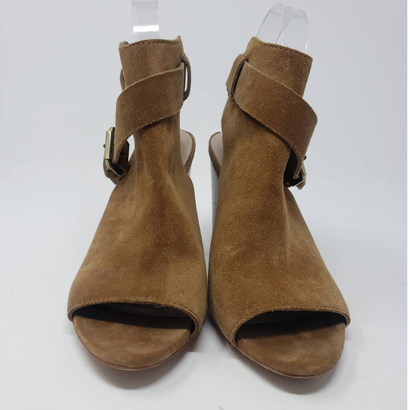 Paige Mimi Brown Suede Block Heel peep toe Sandal - Picture 8 of 9